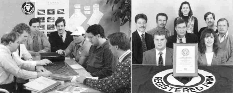 The ABI Tape team celebrating the achievement of its very first Quality Management System ISO certification in 1993.