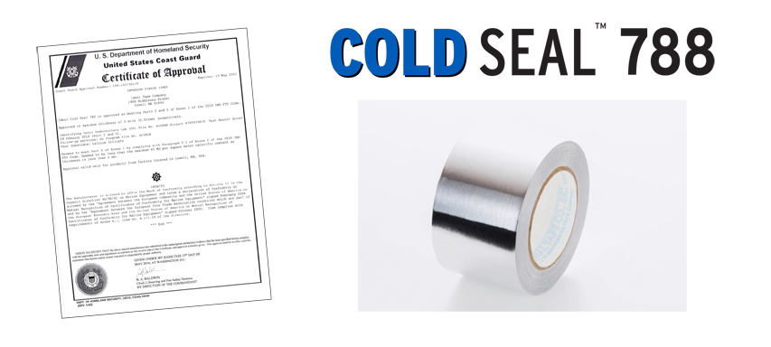 Ideal Cold Seal 788 is a premium grade nominal 2 mil aluminum foil backing coated with a high performance acrylic adhesive system. Cold Seal 788 is UL 723 Rated and US Coast Guard approved. USCG COA Number 164.112/161/0
